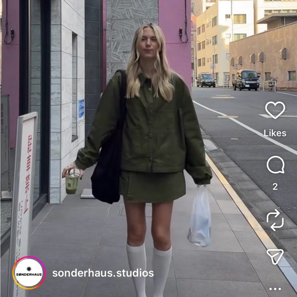 Sonderhaus Olive Green Lined Skort - 100% Cotton - Small